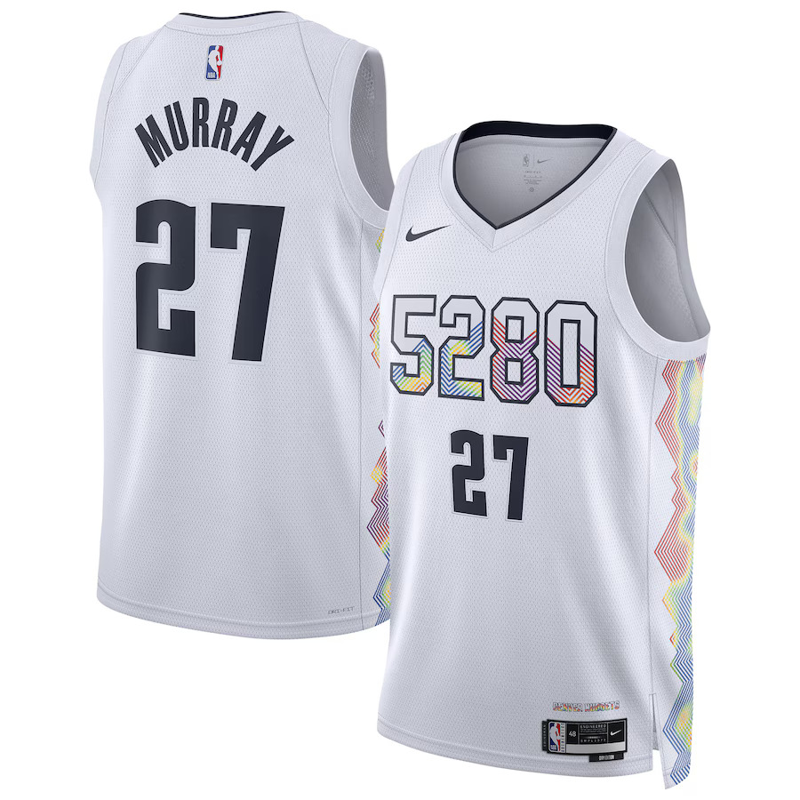 Men Denver Nuggets #27 Jamal Murray Nike White City Edition 2024-25 Swingman Player NBA Jersey->denver nuggets->NBA Jersey